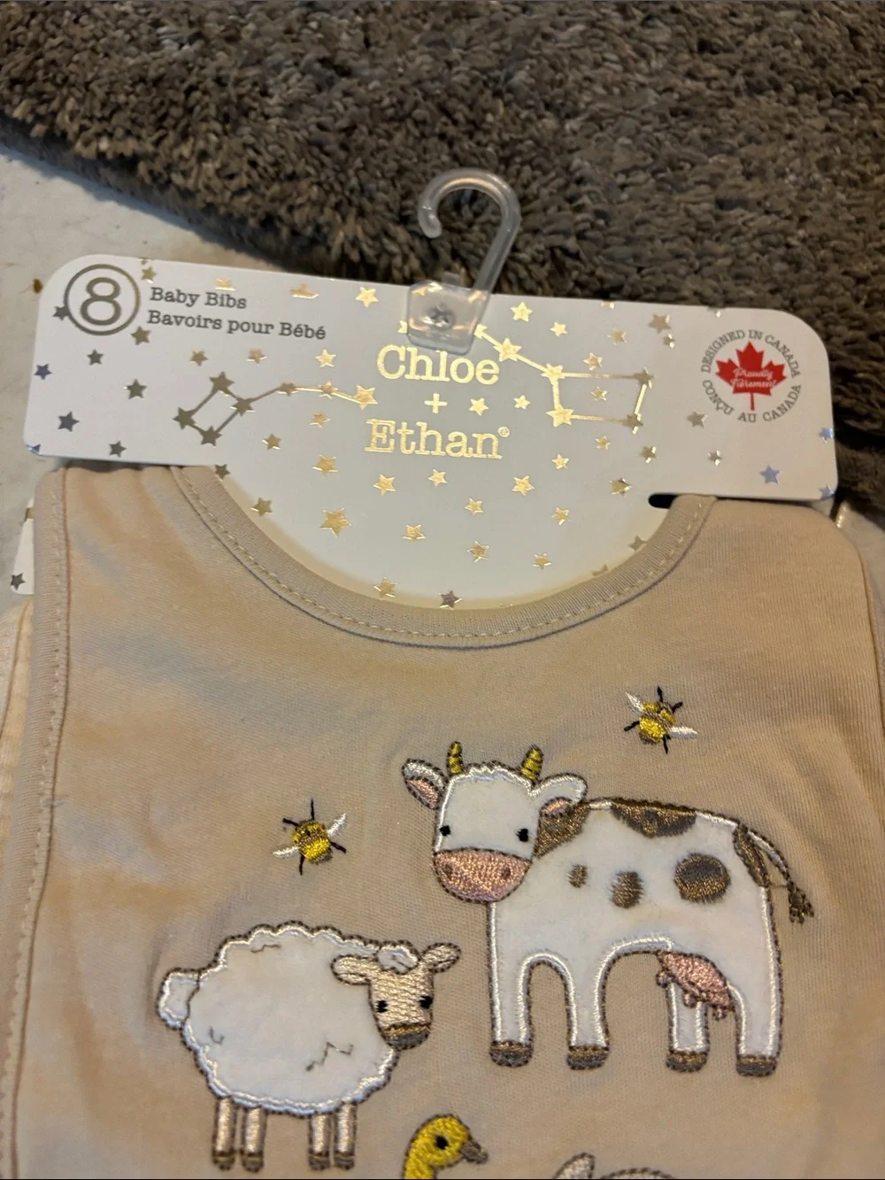 Carter's Pink Floral & Animal Print Baby Bibs Set with Matching Socks